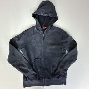 BOSS Hugo Boss Full Zip Hoodie Black Tonal Graphic Made in Portugal Size S